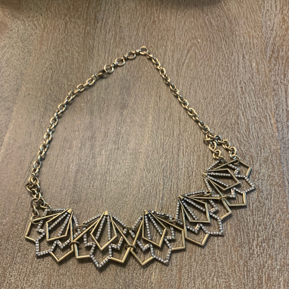 Gold tone and faux rhinestone necklace